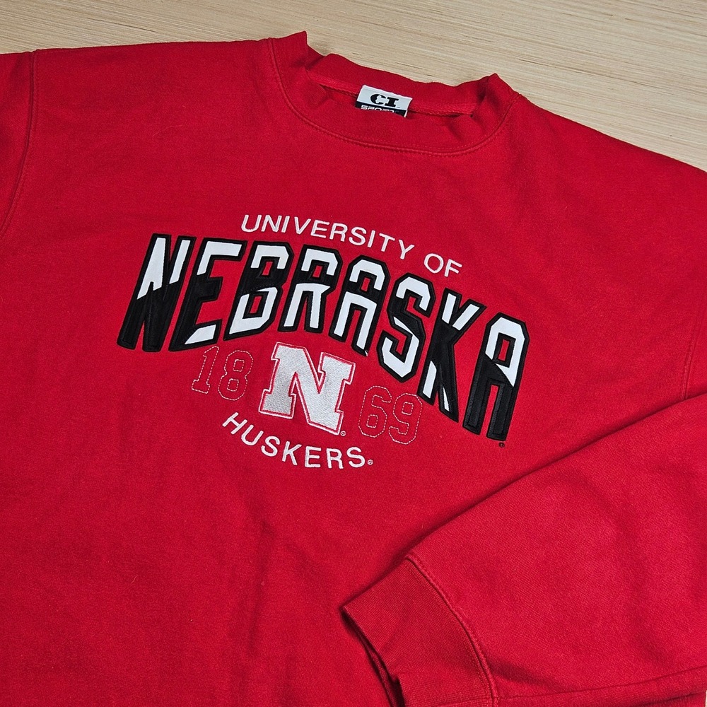 Vintage Nebraska Huskers Sweatshirt Mens XL Red Embroidered Pullover CI Sport